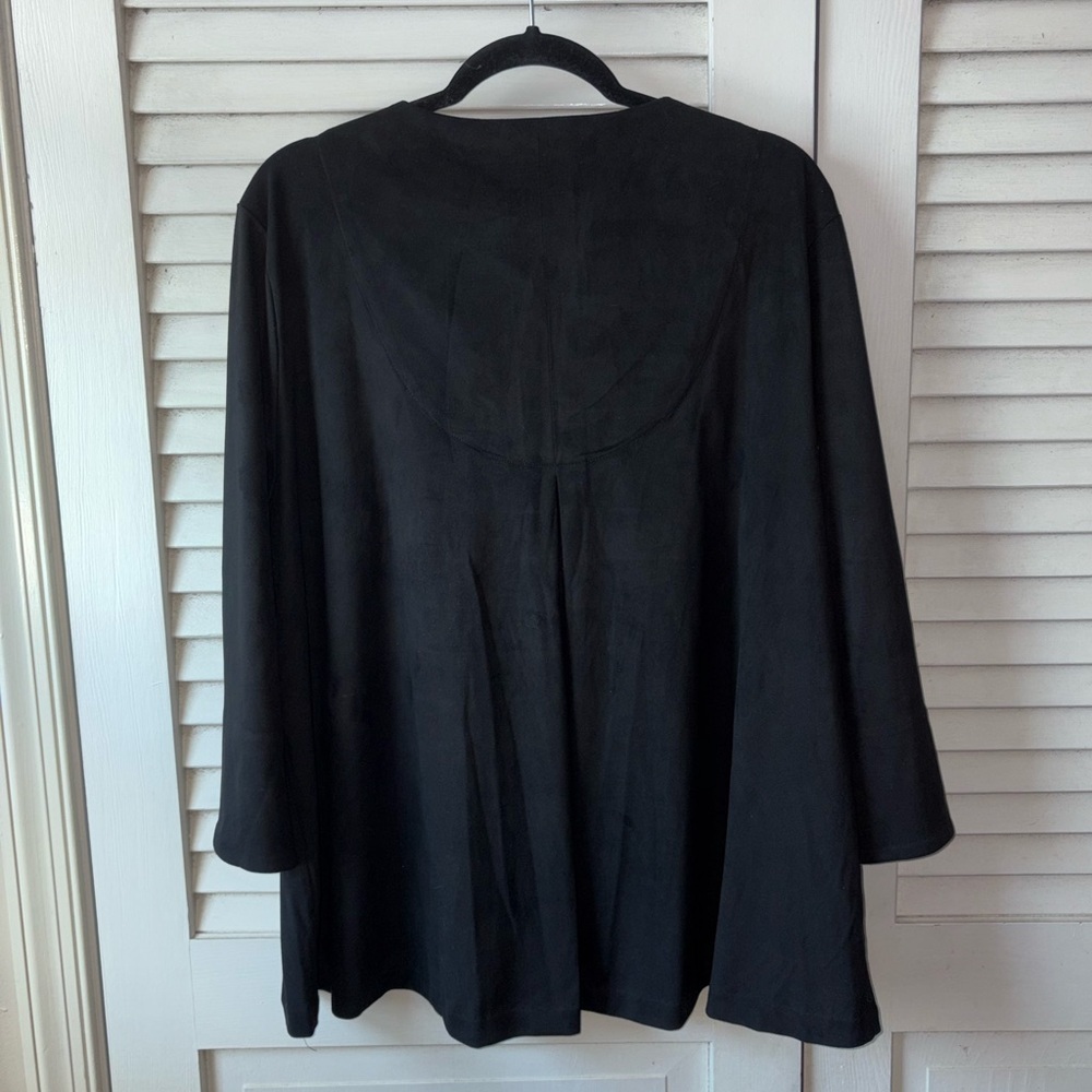Gretchen Scott Velvet Feel Blouse Black V-Neck 3/4 Sleeve Women’s XL - Picture 3 of 4